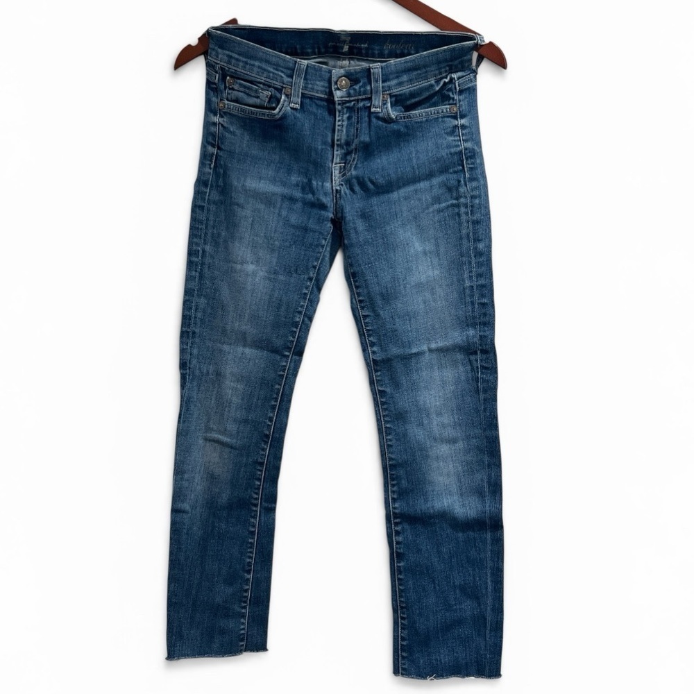 7 For All Mankind Raw Edge Hem Jeans Ankle Crop 26 x 26 Denim